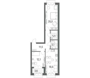 2-к квартира, вторичка, 72м2, 10/11 этаж