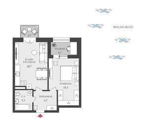 1-к квартира, вторичка, 51м2, 8/9 этаж