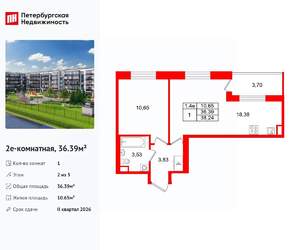 1-к квартира, вторичка, 36м2, 2/5 этаж