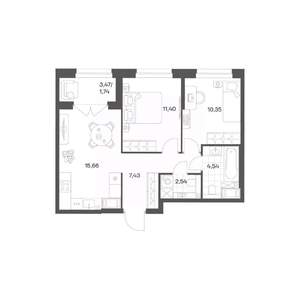 2-к квартира, вторичка, 54м2, 7/24 этаж