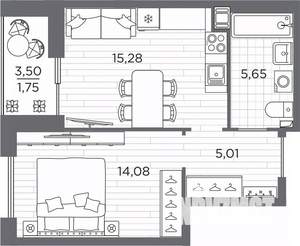 1-к квартира, вторичка, 42м2, 5/25 этаж