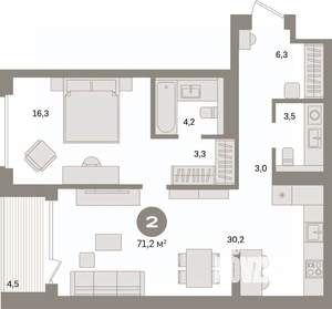 1-к квартира, вторичка, 71м2, 5/17 этаж