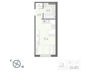 Студия квартира, вторичка, 25м2, 3/4 этаж
