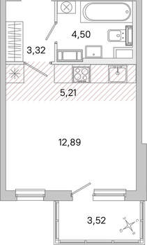 Студия квартира, вторичка, 27м2, 2/5 этаж