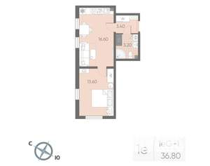 1-к квартира, вторичка, 37м2, 10/25 этаж