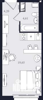 Студия квартира, вторичка, 28м2, 3/24 этаж