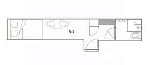 Студия квартира, вторичка, 10м2, -1/6 этаж