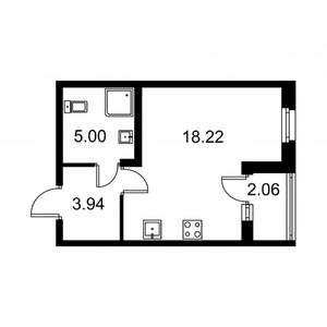 Студия квартира, строящийся дом, 28м2, 1/9 этаж