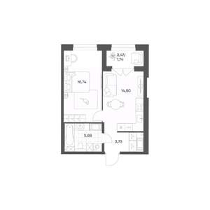 1-к квартира, вторичка, 43м2, 9/24 этаж