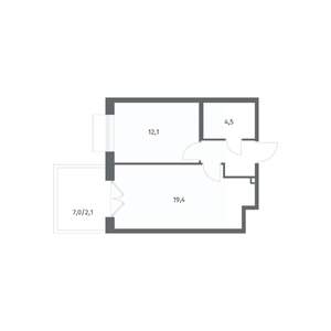 1-к квартира, вторичка, 42м2, 1/8 этаж
