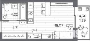 Студия квартира, вторичка, 28м2, 2/25 этаж