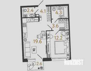 1-к квартира, вторичка, 46м2, 2/4 этаж