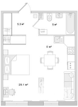 Студия квартира, вторичка, 39м2, 1/14 этаж