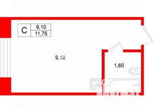 Студия квартира, вторичка, 12м2, 1/9 этаж