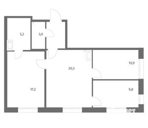 3-к квартира, вторичка, 71м2, 13/13 этаж