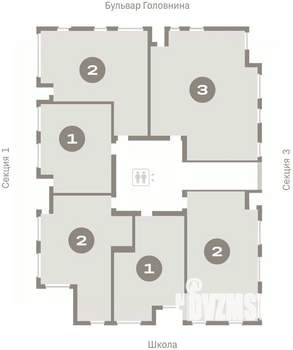 1-к квартира, вторичка, 52м2, 8/15 этаж