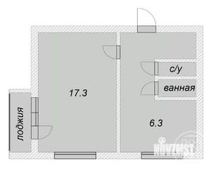 1-к квартира, вторичка, 33м2, 4/15 этаж