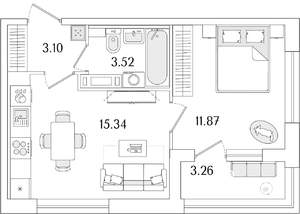 1-к квартира, вторичка, 35м2, 13/17 этаж