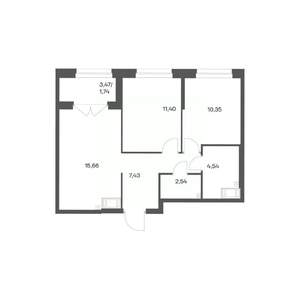 2-к квартира, вторичка, 54м2, 3/24 этаж