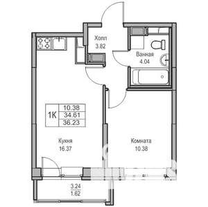 1-к квартира, вторичка, 35м2, 7/23 этаж