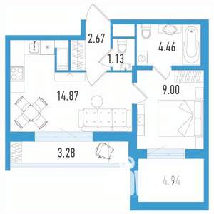 1-к квартира, вторичка, 35м2, 2/20 этаж