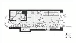 Студия квартира, вторичка, 24м2, 12/22 этаж