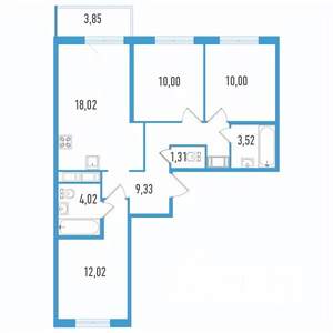 3-к квартира, вторичка, 69м2, 10/12 этаж