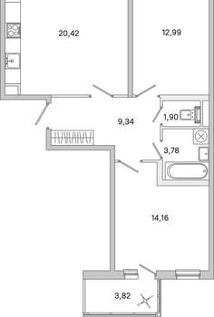 2-к квартира, вторичка, 65м2, 1/5 этаж
