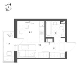 Студия квартира, строящийся дом, 23м2, 9/12 этаж