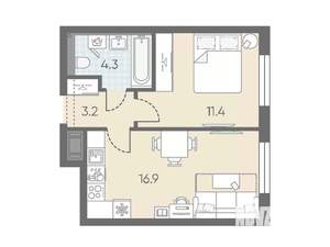 1-к квартира, вторичка, 36м2, 8/10 этаж