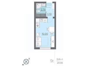 Студия квартира, вторичка, 21м2, 20/21 этаж