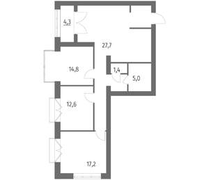 3-к квартира, вторичка, 96м2, 10/11 этаж