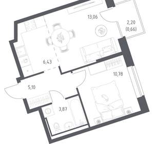 1-к квартира, вторичка, 40м2, 3/24 этаж