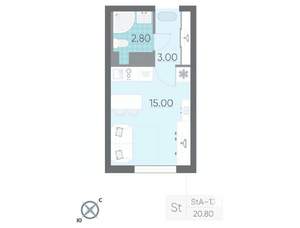 Студия квартира, вторичка, 21м2, 14/19 этаж