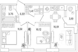 2-к квартира, вторичка, 50м2, 11/13 этаж