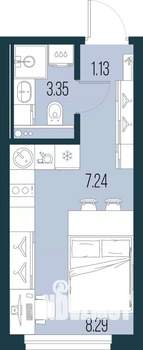 Студия квартира, вторичка, 20м2, 2/15 этаж