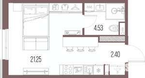 Студия квартира, строящийся дом, 28м2, 3/10 этаж