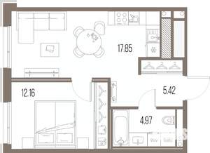 1-к квартира, вторичка, 40м2, 2/10 этаж