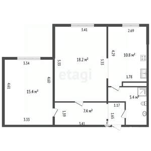2-к квартира, вторичка, 58м2, 3/16 этаж