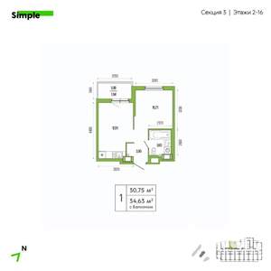 1-к квартира, вторичка, 32м2, 5/26 этаж