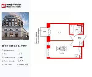 1-к квартира, вторичка, 33м2, 6/8 этаж