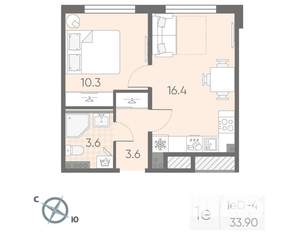 1-к квартира, вторичка, 34м2, 3/4 этаж
