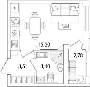 Студия квартира, вторичка, 24м2, 8/13 этаж