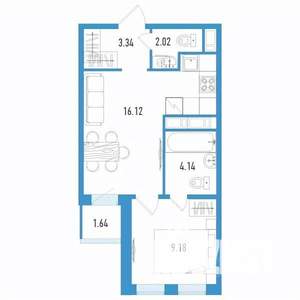 1-к квартира, строящийся дом, 36м2, 5/12 этаж