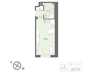 Студия квартира, вторичка, 26м2, 2/4 этаж