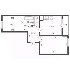 2-к квартира, вторичка, 60м2, 7/24 этаж