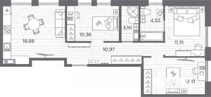 3-к квартира, вторичка, 72м2, 2/7 этаж