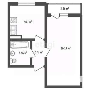 1-к квартира, вторичка, 31м2, 7/8 этаж