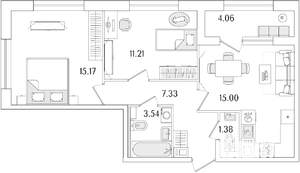 2-к квартира, вторичка, 56м2, 10/17 этаж