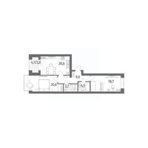 2-к квартира, вторичка, 79м2, 12/13 этаж